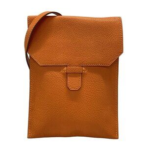 HERMES Amelie Orange Taurillon Clemence Square D Shoulder Bag 553--073125